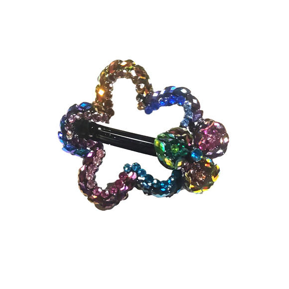 Hair Barrette Tension clip Blue Green Purple Shiny Party Dance - Picture 2 of 4